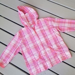 M pink plaid lightweight jacket/top